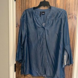 Chambray ladies bell sleeve top.